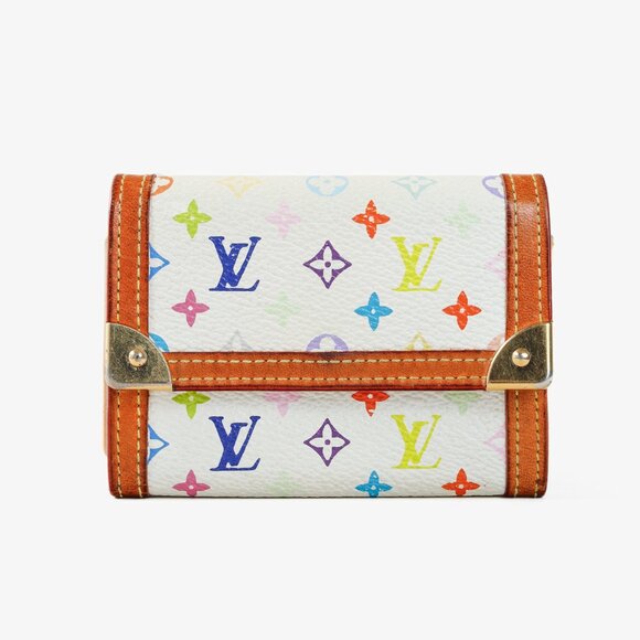 Louis Vuitton Monogram Multicolore Porte-Monnaie Plat White Coin Purse - Picture 1 of 12